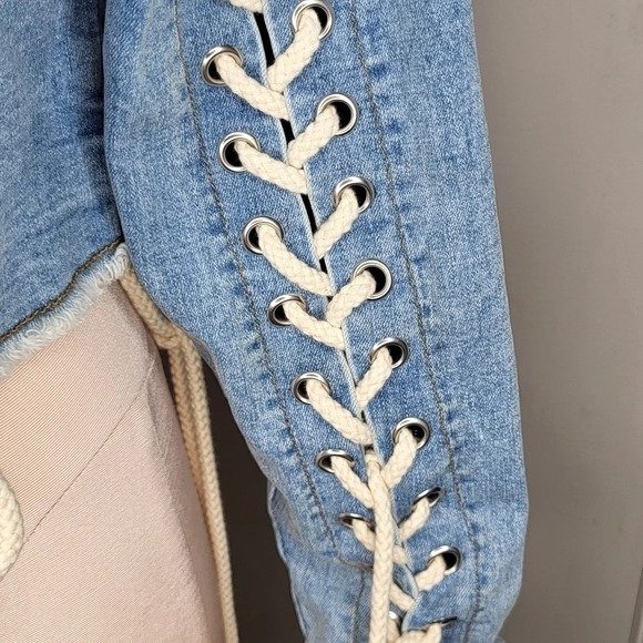 Denim Lace-Up Women's Jacket - Picture 6 of 11